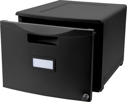 Plastic One-Drawer File Cabinet – Locking Document Organizer for Home and Office, Black, 1-Pack (61265B01C)-4