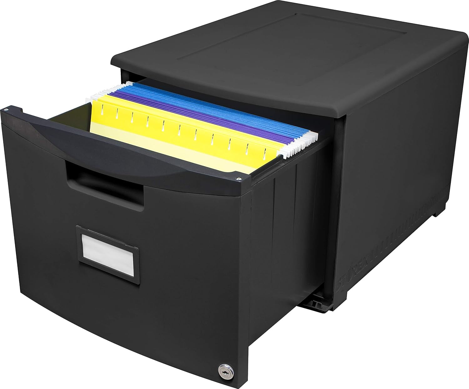 Plastic One-Drawer File Cabinet – Locking Document Organizer for Home and Office, Black, 1-Pack (61265B01C)-2