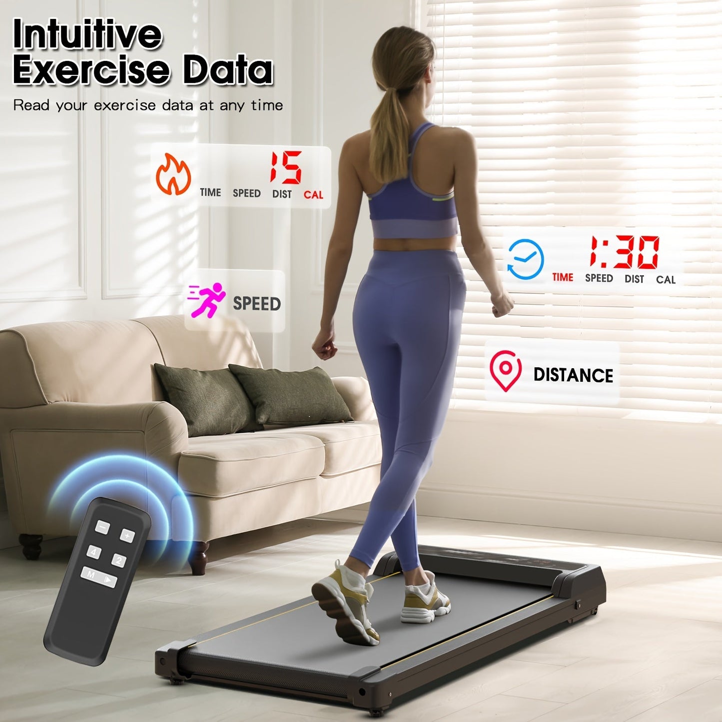 Under Desk Walking Pad - Home Gym Office Fitness Equipment(Black)-1