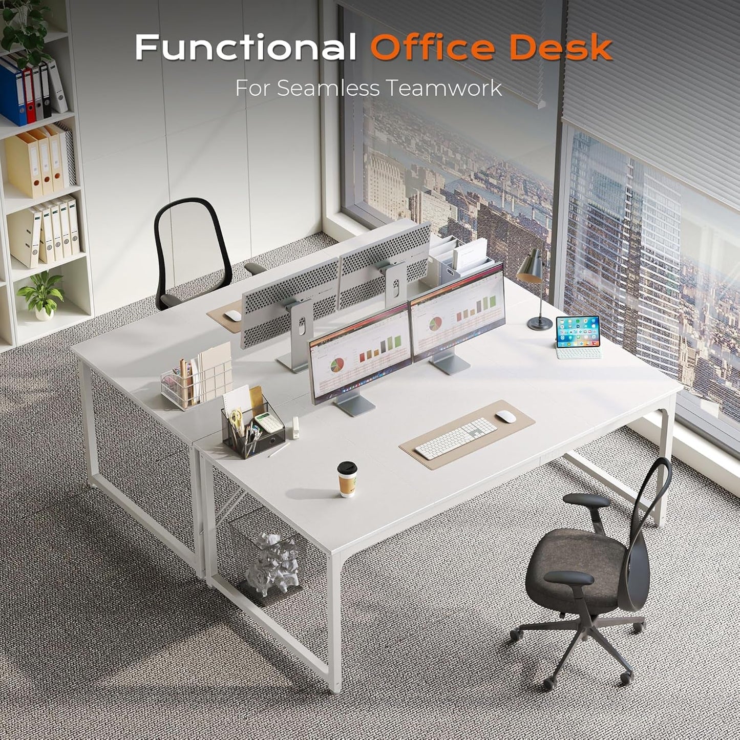 63 X 29.5 Inch Computer Desk with Deeper Desktop, Gaming Office Writing Work Desk for Home Office, Study, Bedroom, Work from Home, Metal Frame, White-3