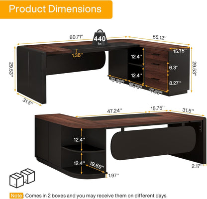 L Shaped Desk With Storage Shelves For Home Office-1