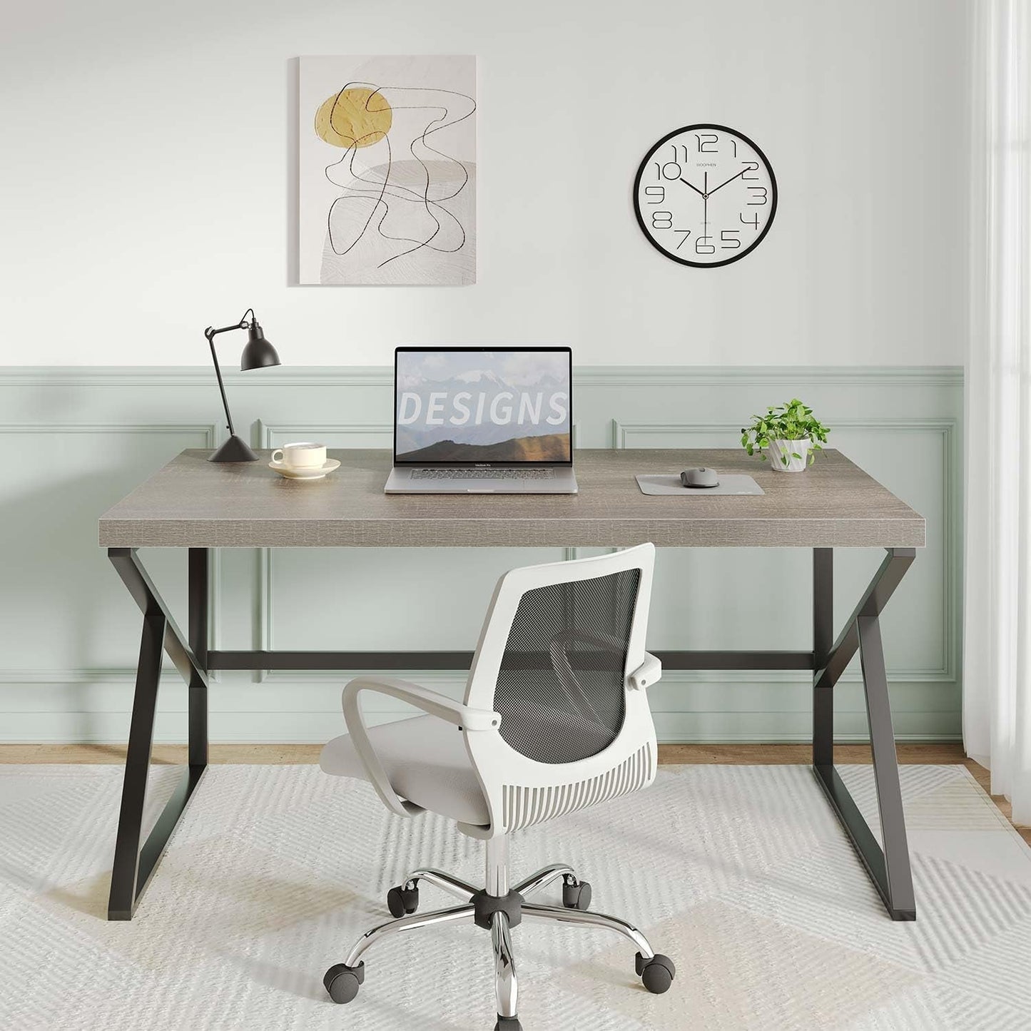 Gray Industrial Computer Desk for Home Office and Gaming-3