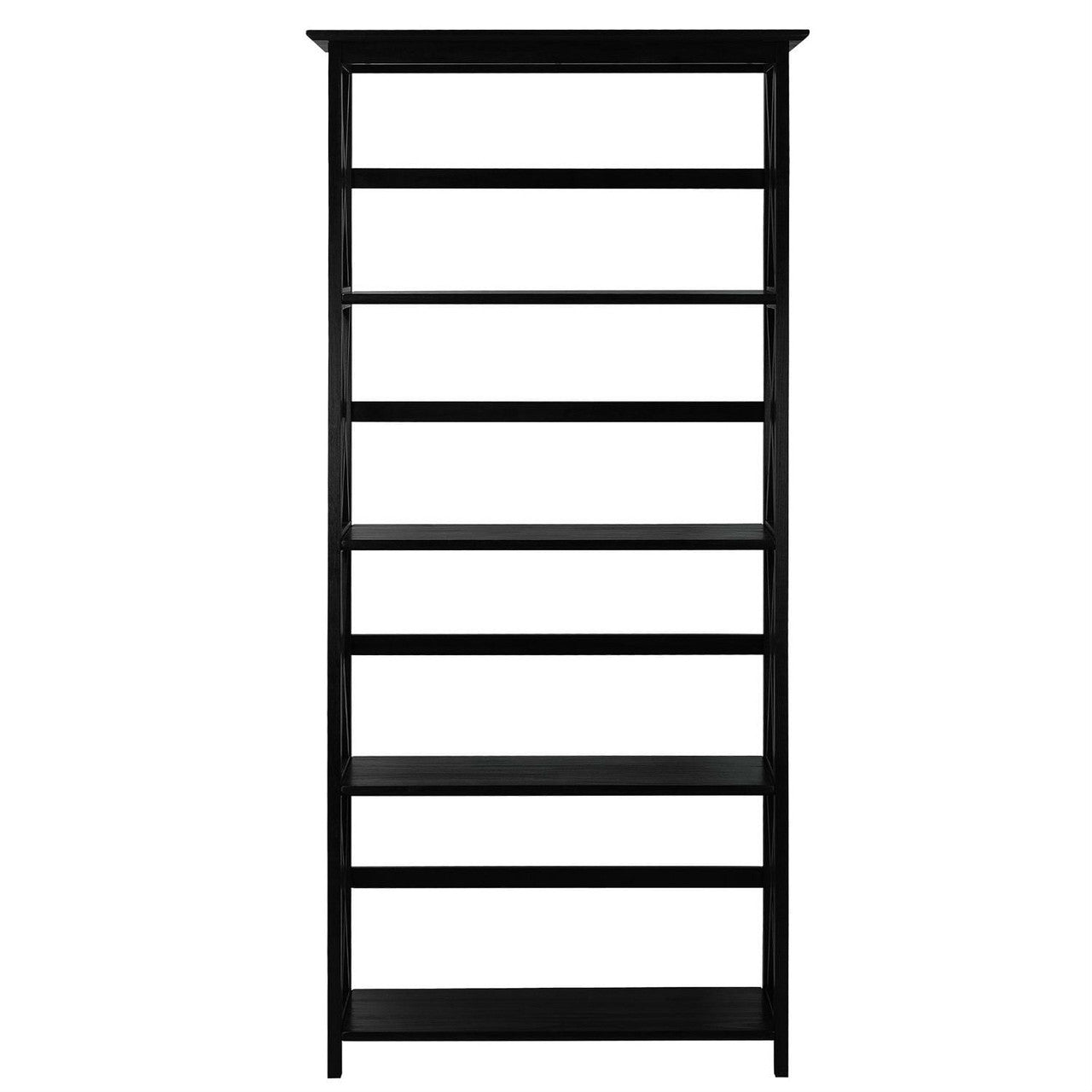 Tall 5-Tier Bookcase in Black Wood Finish-1