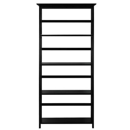 Tall 5-Tier Bookcase in Black Wood Finish-1