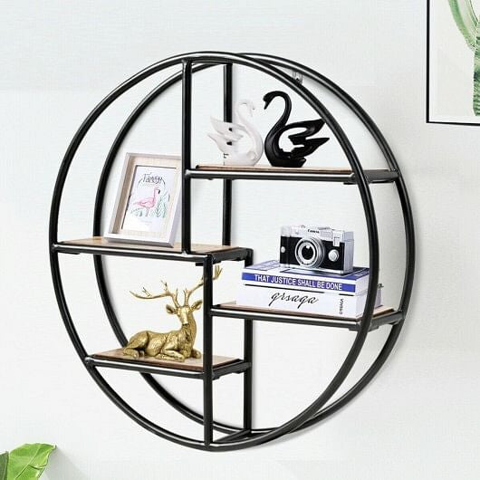 Hanging Storage Shelf Circular Wall-Mounted 4-Tier Rack-4