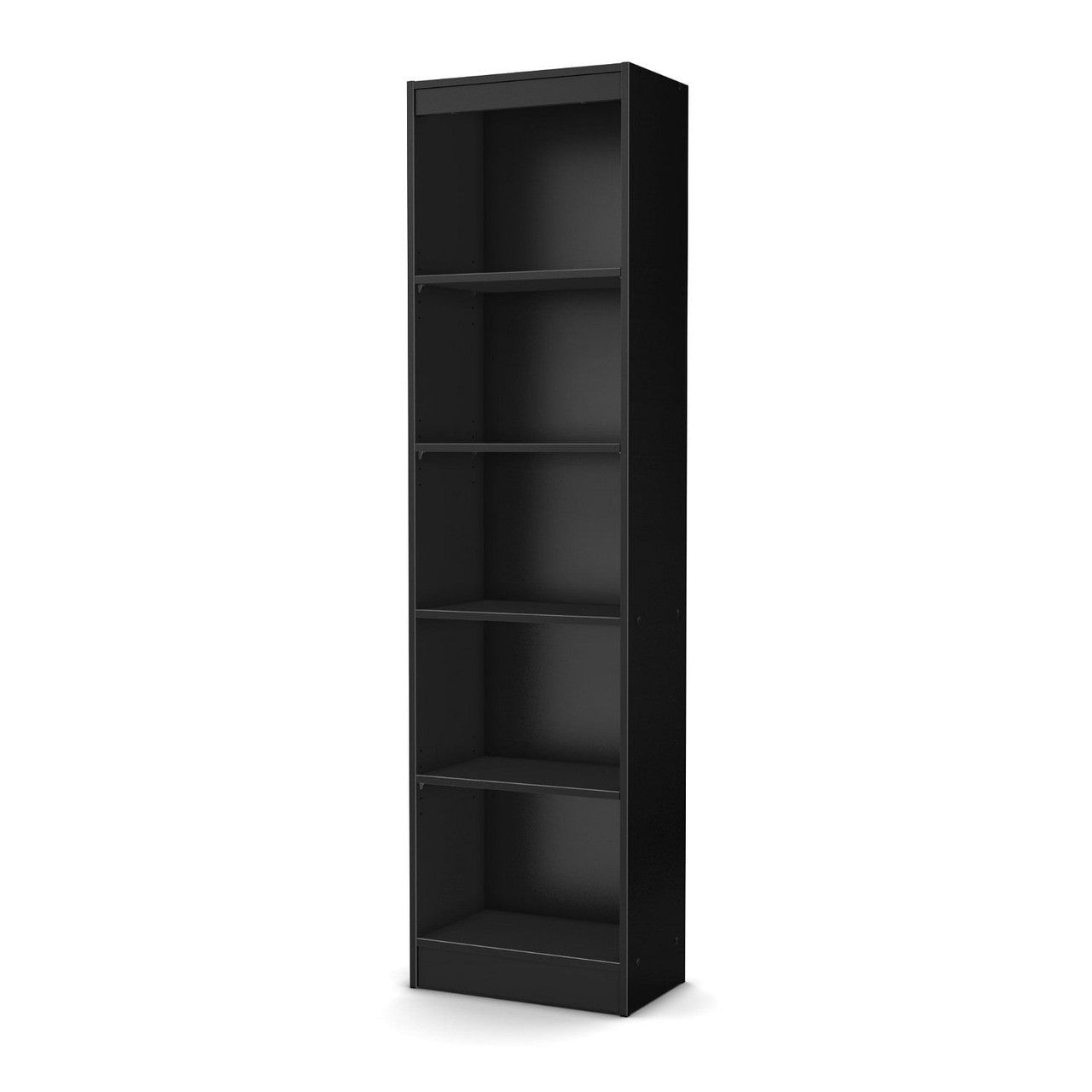 5-Shelf Narrow Bookcase Black Finish-2