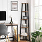 Modern 4-Shelf Brown Black Corner Shelving Unit Slim Bookcase-0