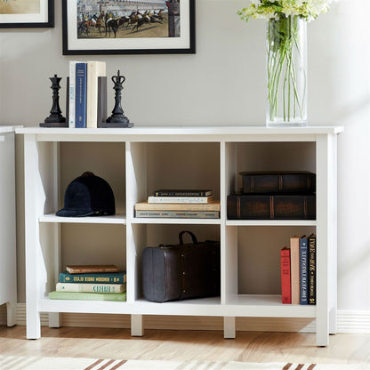 Adjustable Shelf 6-Cube Bookcase Storage Unit Sideboard in White-2