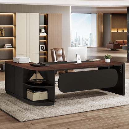 L Shaped Desk With Storage Shelves For Home Office-0