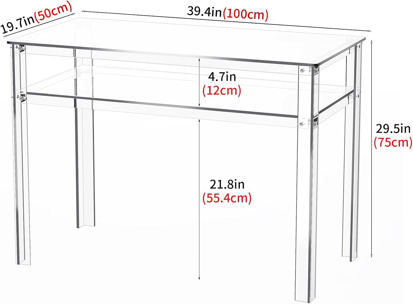 Clear Acrylic Desk with Open Storage for Home Office-2