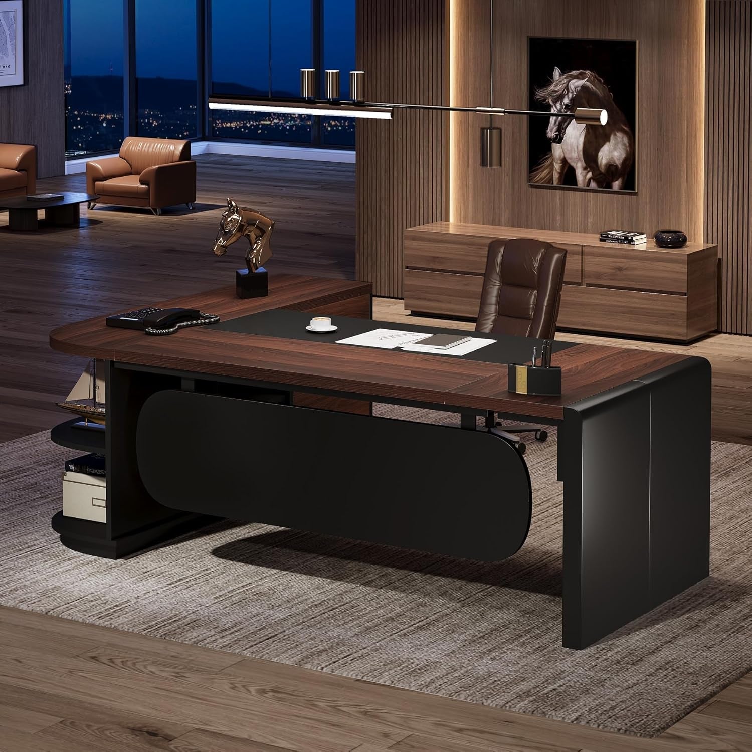 L Shaped Desk With Storage Shelves For Home Office-4