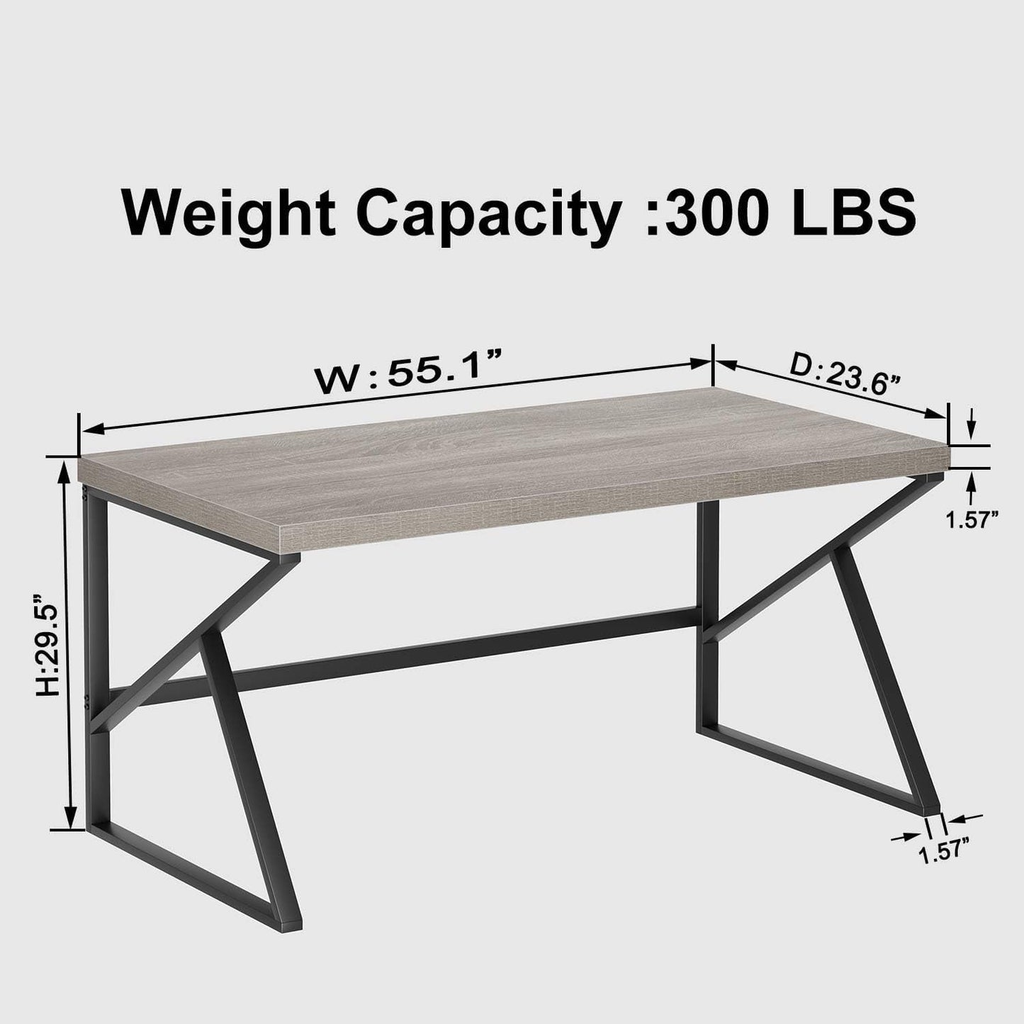 Gray Industrial Computer Desk for Home Office and Gaming-1