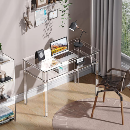 Clear Acrylic Desk with Open Storage for Home Office-3