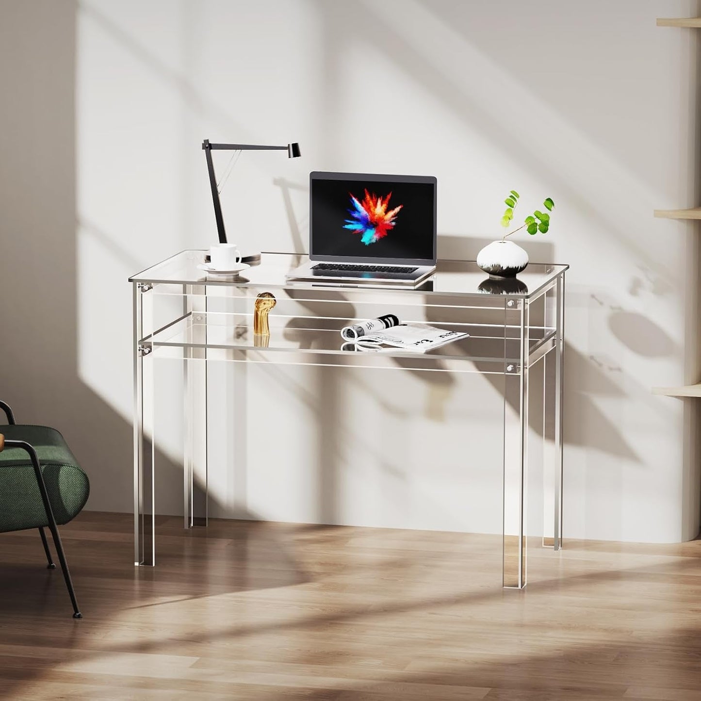 Clear Acrylic Desk with Open Storage for Home Office-4