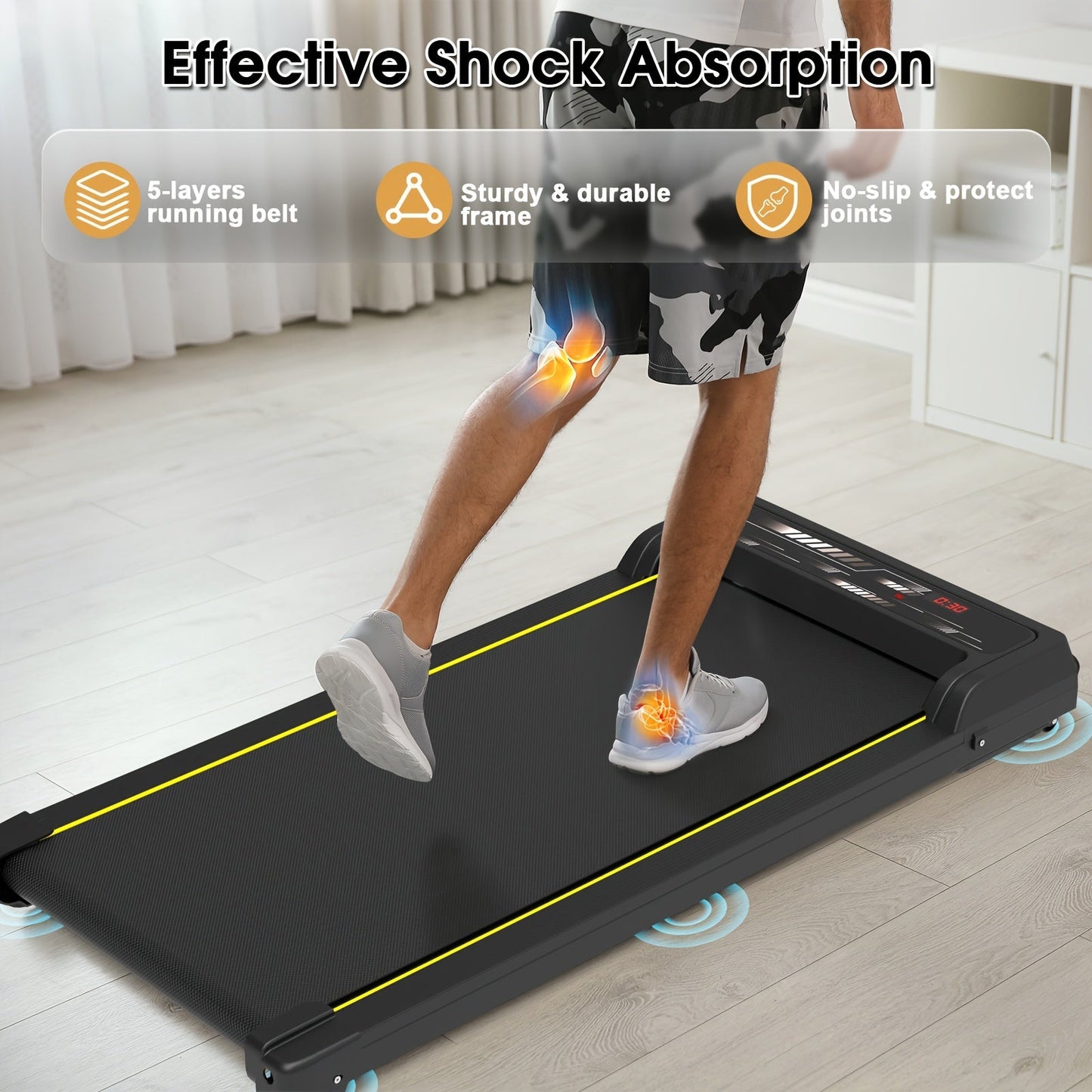 Under Desk Walking Pad - Home Gym Office Fitness Equipment(Black)-2